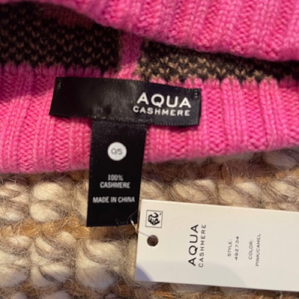 Aqua Pink and Black Leopard Knit Beanie - Picture 4 of 5